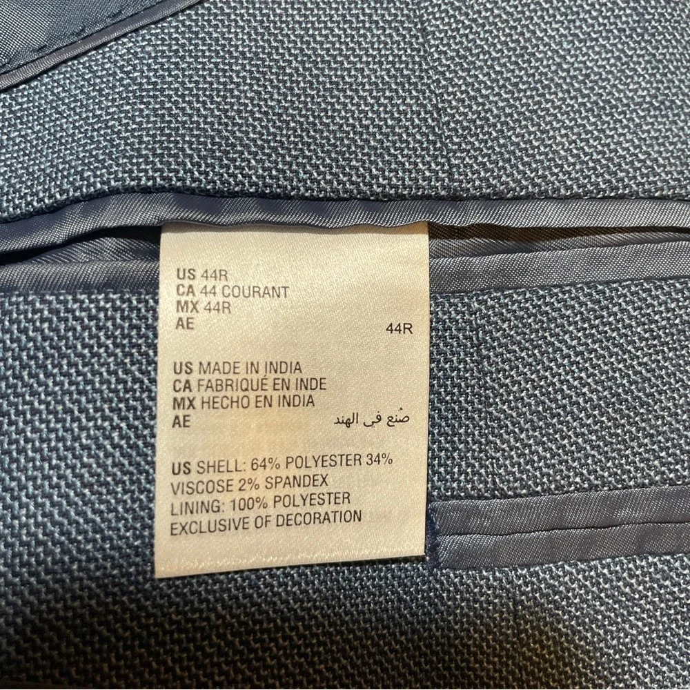 Bar III Mens Slim Fit Blazer‎ Blue Gray Textured Two Button Sport Coat